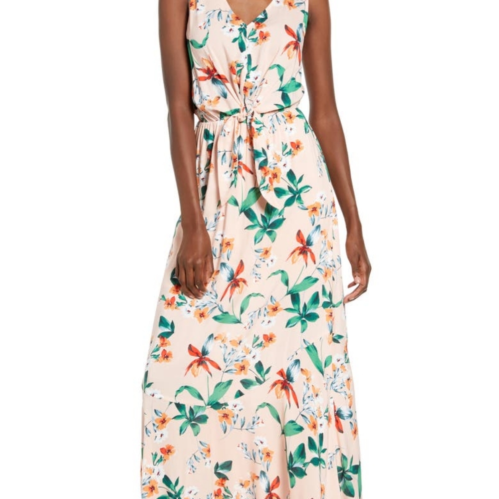 All In Favor Floral Sleeveless Maxi Dress